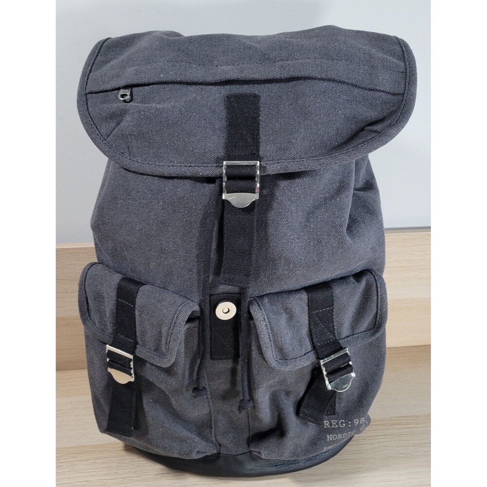 H&M Nordic Unit Backpack Daypack Pockets Buckle Drawstring Gray Hiking Outdoors